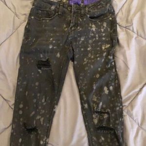 Acid Denim Black Ripped Jeans